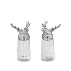 Null Streuerpaar Hirsch, Edelstahl, H 12 Cm Ø 6,5 Cm