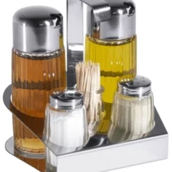Contacto 2x Menage 5-teilig Essig, Ăl, Salz Pfeffer Zahnstocher