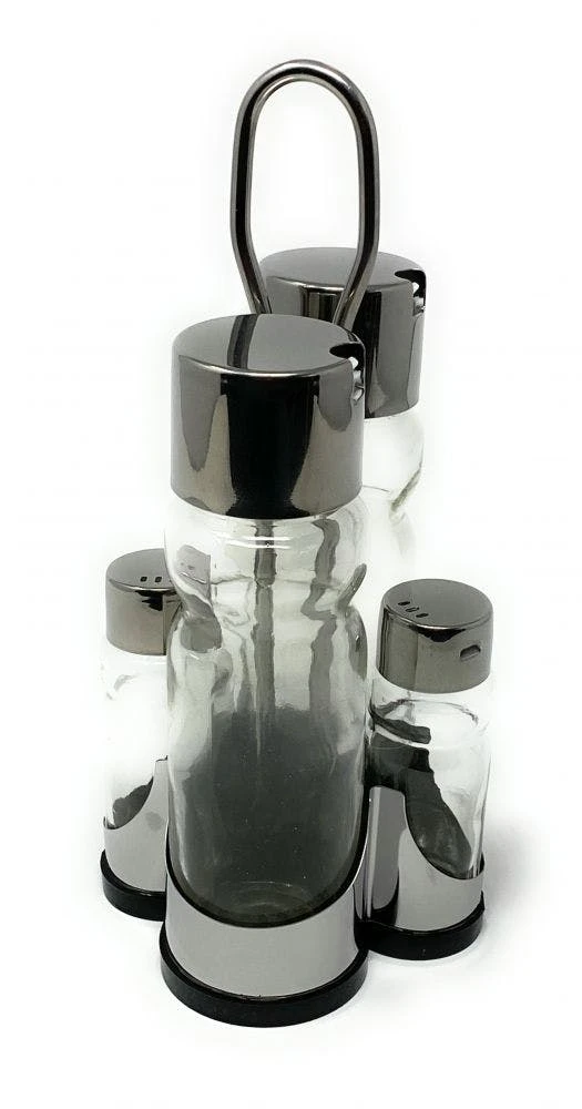 Null Menage Essig Und Öl Spender Glas Salz Pfeffer Set Edelstahl 210 Silber Glas Ölspender – Bild 6