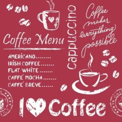 Mank Tassendeckchen Coffee Time In Bordeaux, Tissue 9-lagig, 90 X 90mm, 250 Stück - Untersetzer Einweg Kaffee Tee Kakao