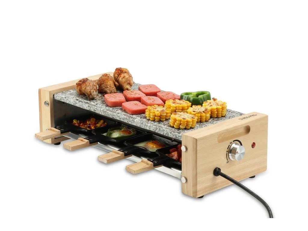 Null Michelino Raclette Grill 900 Watt Für 6 Personen Raklett Grillplatte Platte Mit Stahl BBQ – Bild 5
