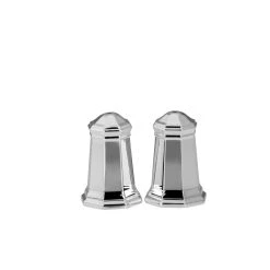 Null Streuerpaar 2-teilig, Achteckig, Glatt Poliert, Versilbert