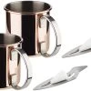 APS 65071 Mini Feuerzangenbowle Set, 2 Edelstahl Becher Im Kupfer-Look, Punschgefäß, 2 Mini-Feuerzangen