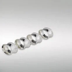 Null Serviettenringset 4-tlg.Oval Perlrand 3,5 X 5,0cm Versilbert Anlaufgeschützt
