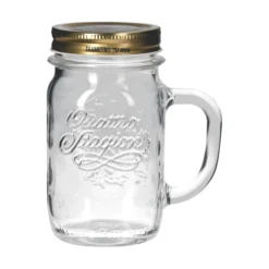 Null 4er Set Trinkglas Mit Henkel Und Deckel Original Quattro Stagioni Glas 0,415L - Inkl. Bormioli Rezeptheft