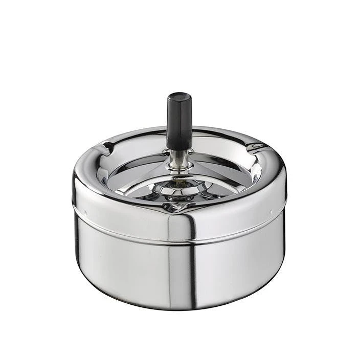 10er Set HENDI Drückaschenbecher Metall Silber ø90x(H)45mm – Bild 4