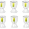 Null 6er Set Eierbecher Manhattan 4,8cm Porzellan Weiß Mit Dekor