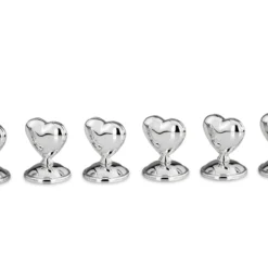 Null Tischkartenhalter-Garnitur 6-teilig, "Herzen" Inklusive 6 Namenskarten, Versilbert