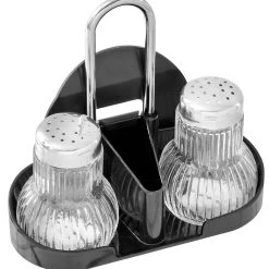 Null FACKELMANN Salz- Und Pfefferstreuer Menage Gewürzstreuer Mit Gewürzständer Glas