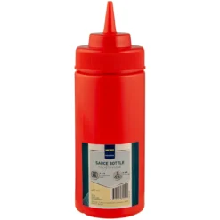 Metro-professional METRO Professional Quetschflasche, PE / PP, Ø 7 Cm, Höhe: 20 Cm, 490 Ml, Rot Mit Verschlusskappe Ideal Für Ketchup, Senf, Mayo, Soßen Oder Olivenöl