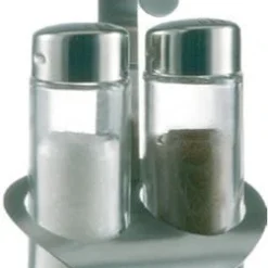 APS 5x Menage Salz/Pfeffer TREND LINE, Aus Glas, Oberteil Kunststoff Verchromt,