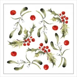Mank Deckchen Marianne, Tissue 9-lagig, 90 X 90mm, 250 Stück - Einweg Untersetzer Weihnachten Ilex Zweige