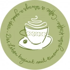 Mank Tassendeckchen Tasty Coffee In Oliv, Tissue 9-lagig, Ø 90mm, 250 Stück - Untersetzer Kaffeedeckchen Einweg