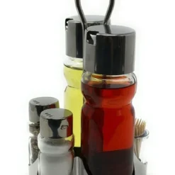 Null Menage Essig Und Öl Spender Glas Salz Pfeffer Zahnstocher Set Edelstahl 250 Silber Glas Ölspender