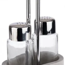 2x APS Salz- Und Pfeffermenage SIERRA, Bestehen Aus: - Basis, Beton Metall, Verchromt -