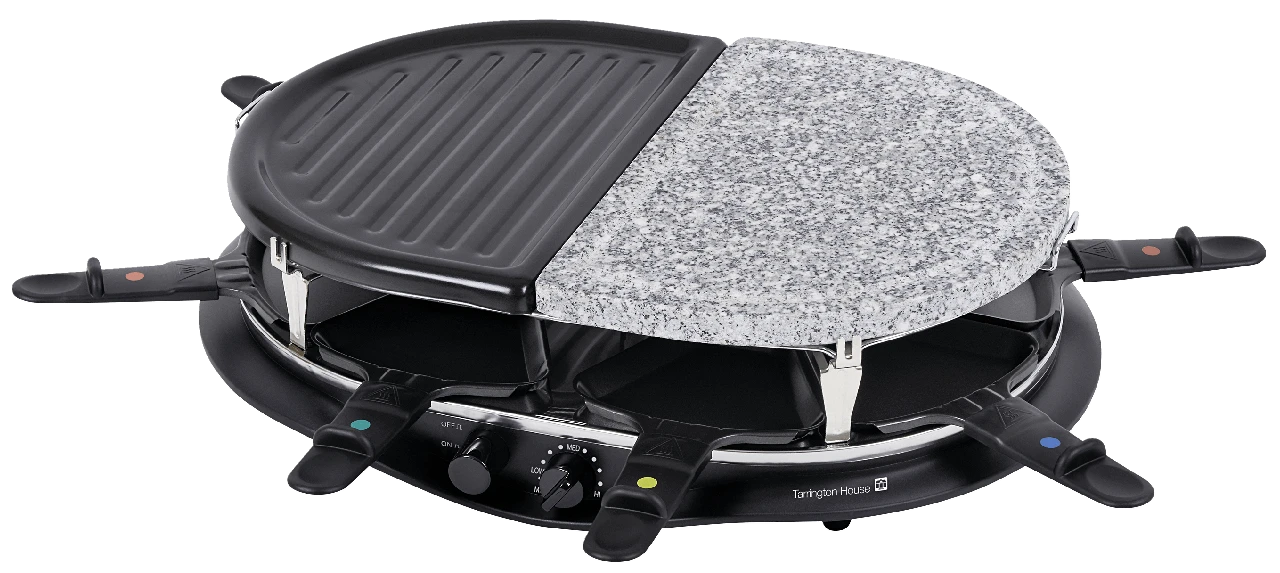 Tarrington-house Tarrington House Raclette-Grill RG1482CH, Edelstahl/ Stein/ Aluminium, 47.4 X 37.1 X 30.6 Cm, 1200/1400 W, Antihaftbeschichtete Pfännchen – Bild 2