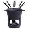 Null Bonvivre© Gusseisen Fondue Set Für 6 Personen | 1 Liter | Fondueset 13-teilig Mit Brenner Und 6 Gabeln | Mit Emaille-Beschichtung