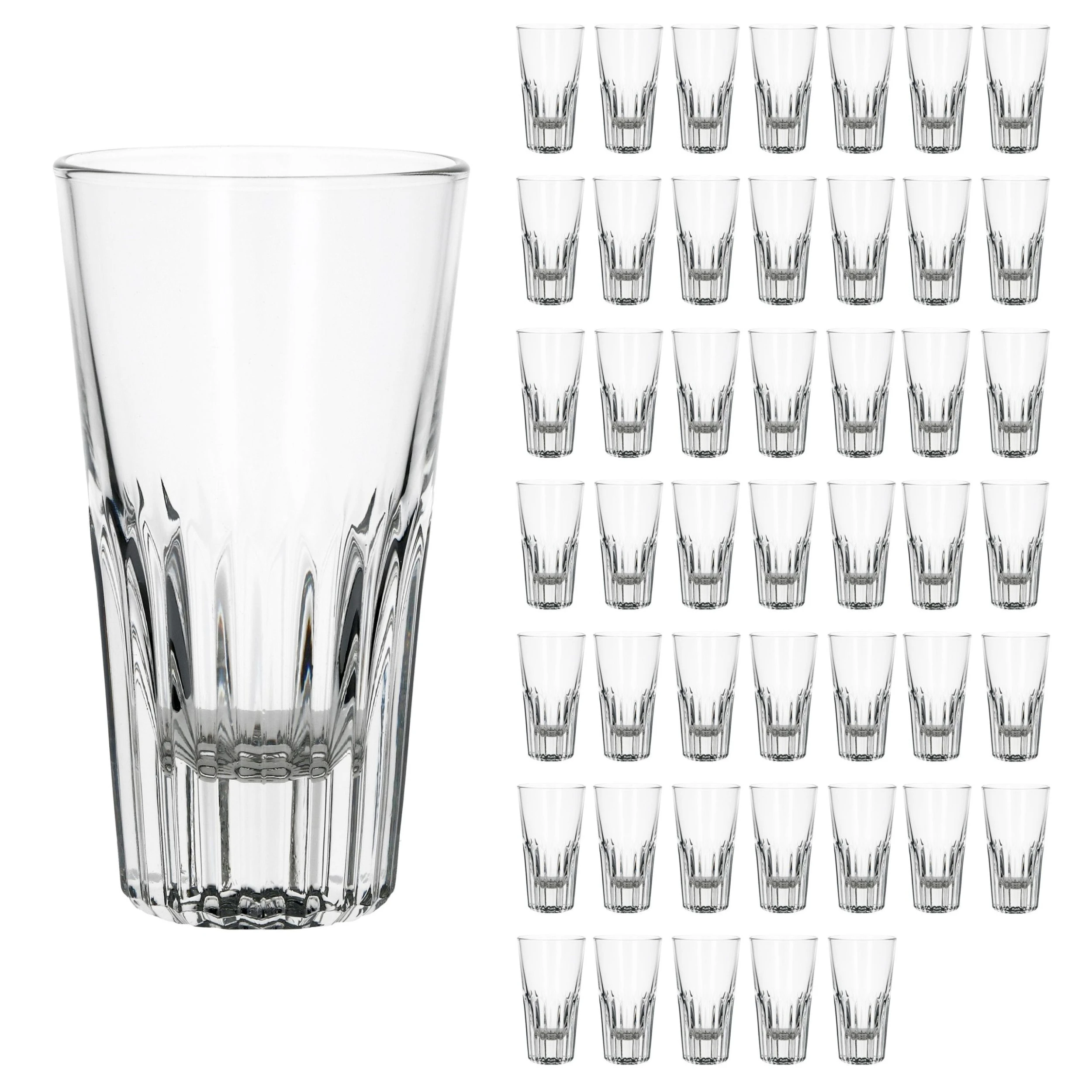 Null 48er Set Rialtobecher Arosa 16cl Likörglas Whiskybecher Mit Streifenrelief Kristallklar