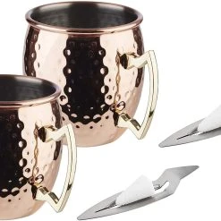 APS 65072 Mini Feuerzangenbowle Set, 2 Edelstahl Becher Im Kupfer-Look, Punschgefäß, 2 Mini-Feuerzangen