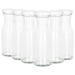 Null 6er Set Weithalsflasche Karaffe 150 Ml + To 43 Deckel Weiß