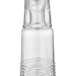 APS Glaskaraffe 1,0 Liter Mit Trinkglas 300 Ml Im Old-Fashioned Design