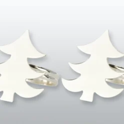 Null Serviettenring-Garnitur 4-tlg. Tannenbaum Versilbert 5,0 X 5,0cm D 3,5cm