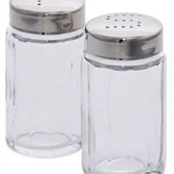 Contacto 16x Salzstreuer Aus Geriffeltem Pressglas, Mit Edelstahl 18/10-Kappe