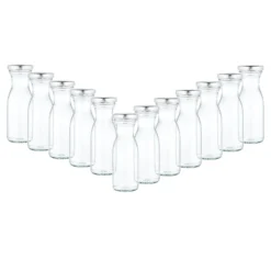 Null 12er Set Weithalsflasche Karaffe 250 Ml + To 53 Deckel Silber